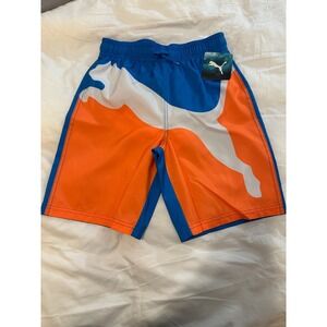Puma Boys Swim Trunks - Blue/Orange ~ Medium (10 - 12)
